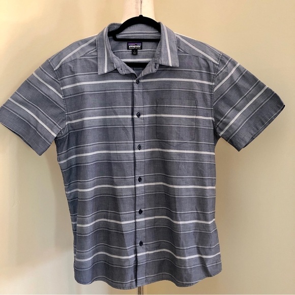 Patagonia Other - Patagonia. Organic Cotton Short Sleeve Buttondown Shirt. Gray and Blue. Large.